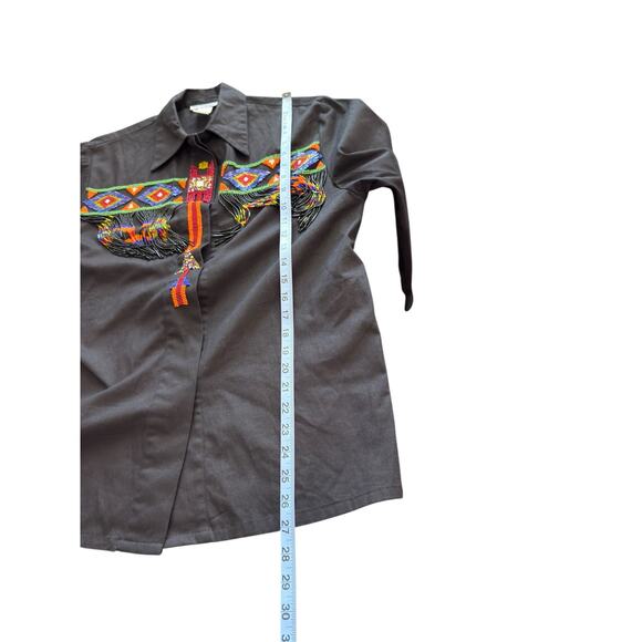 Lew‎ Magram Blouse VTG Women's Western Rodeo Beaded Heritage Native Button Up 8 - Picture 14 of 16